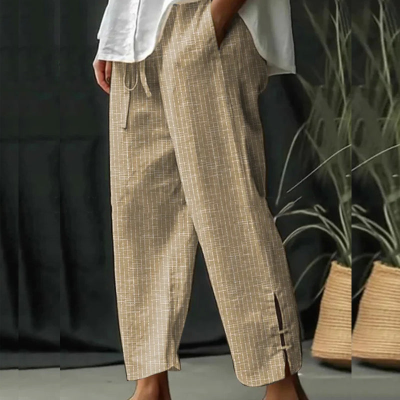 Pantalon Homme Large Coton Mélangé – Coupe Tapered à Rayures