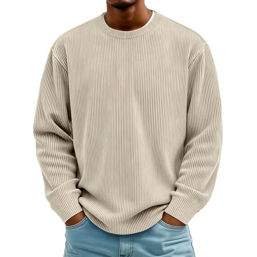 Sweatshirt Homme Velours Côtelé – Col Rond Détendu