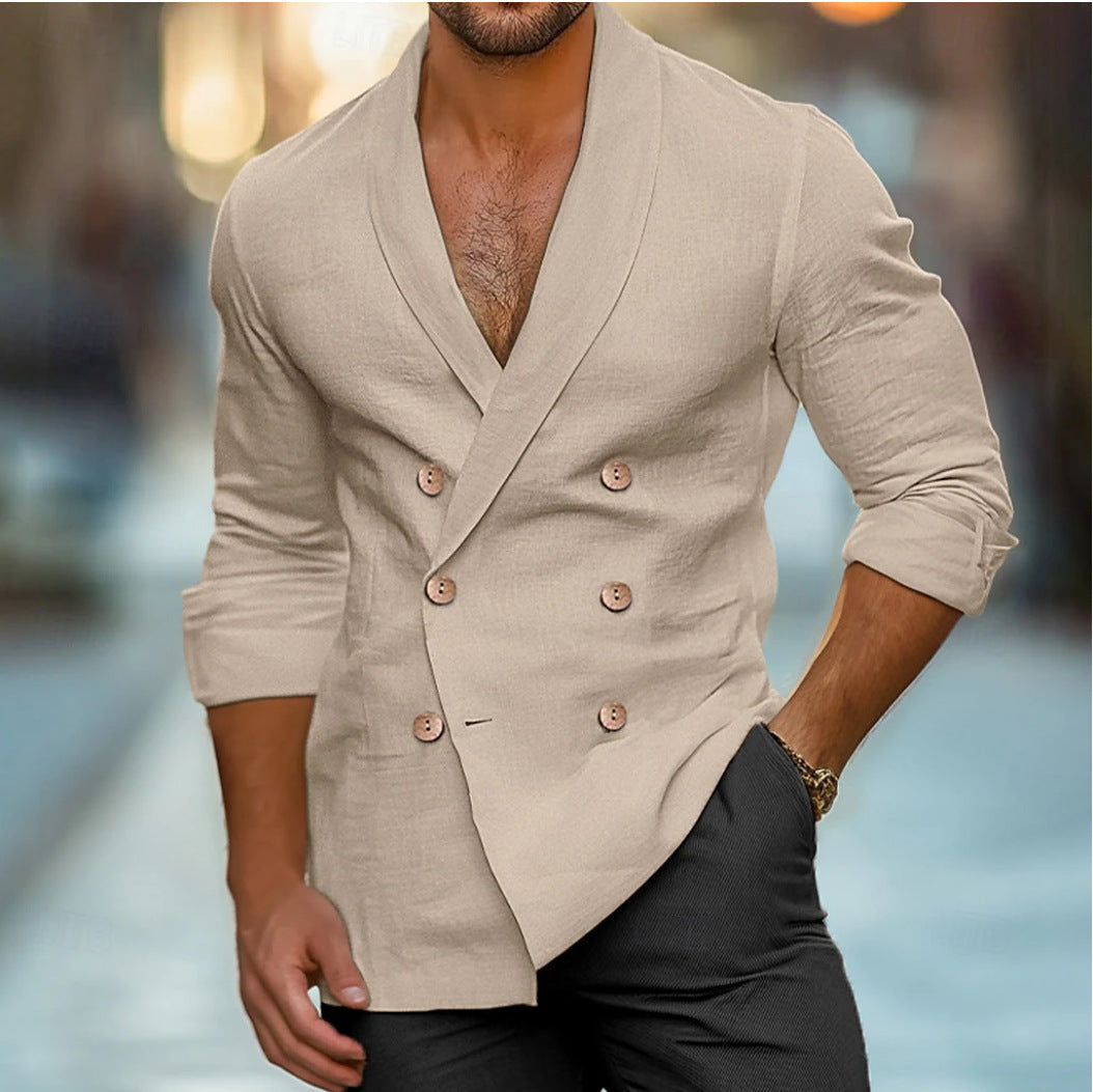 Blazer Homme Double Boutonnage – Col Polo, Coupe Décontractée