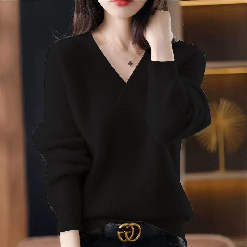 Pull Femme Col V – Maille Souple Finition Côtelée