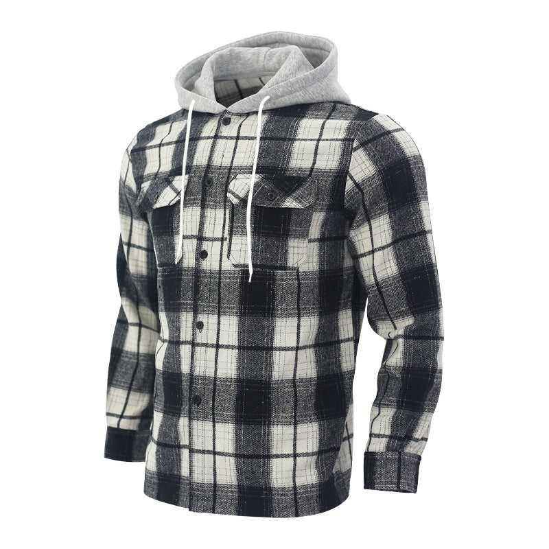 Herrenhemd aus Flanell mit Kapuze – Lässiger Cardigan-Stil