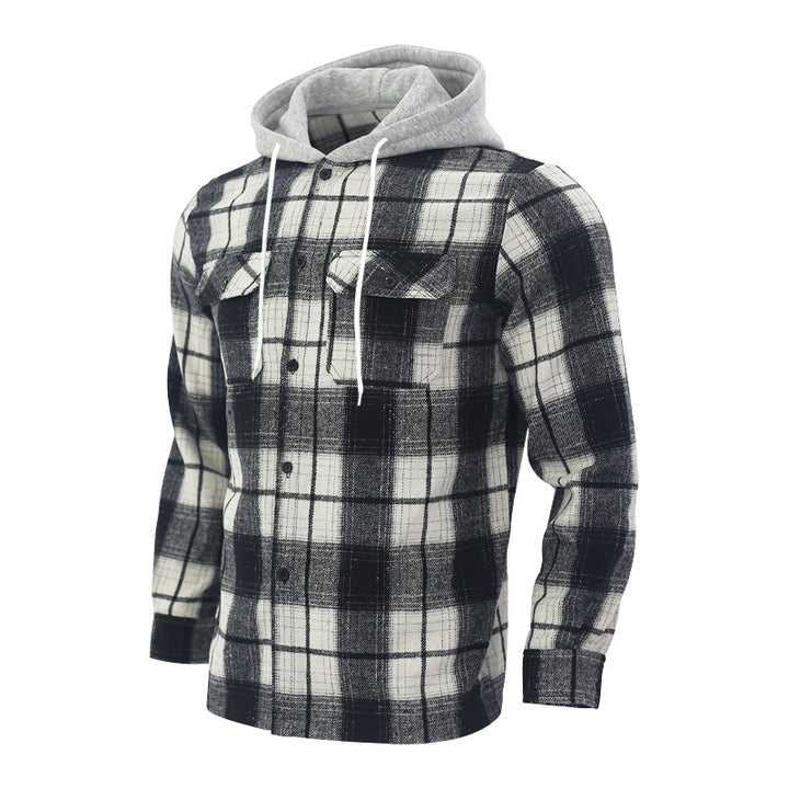 Herrenhemd aus Flanell mit Kapuze – Lässiger Cardigan-Stil