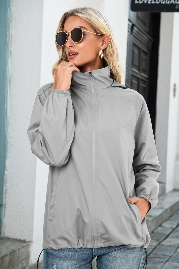 Veste Femme Légère en Fibre – Coupe Mi-Longue à Capuche Imperméable