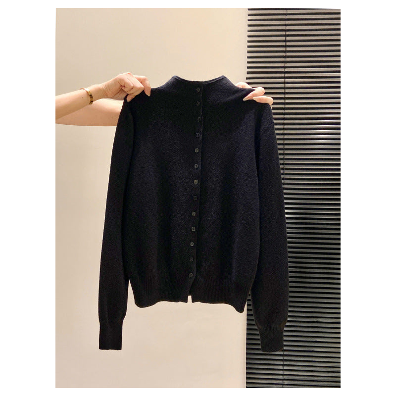 Cardigan Femme en Maille – Col Montant, Coupe Décontractée