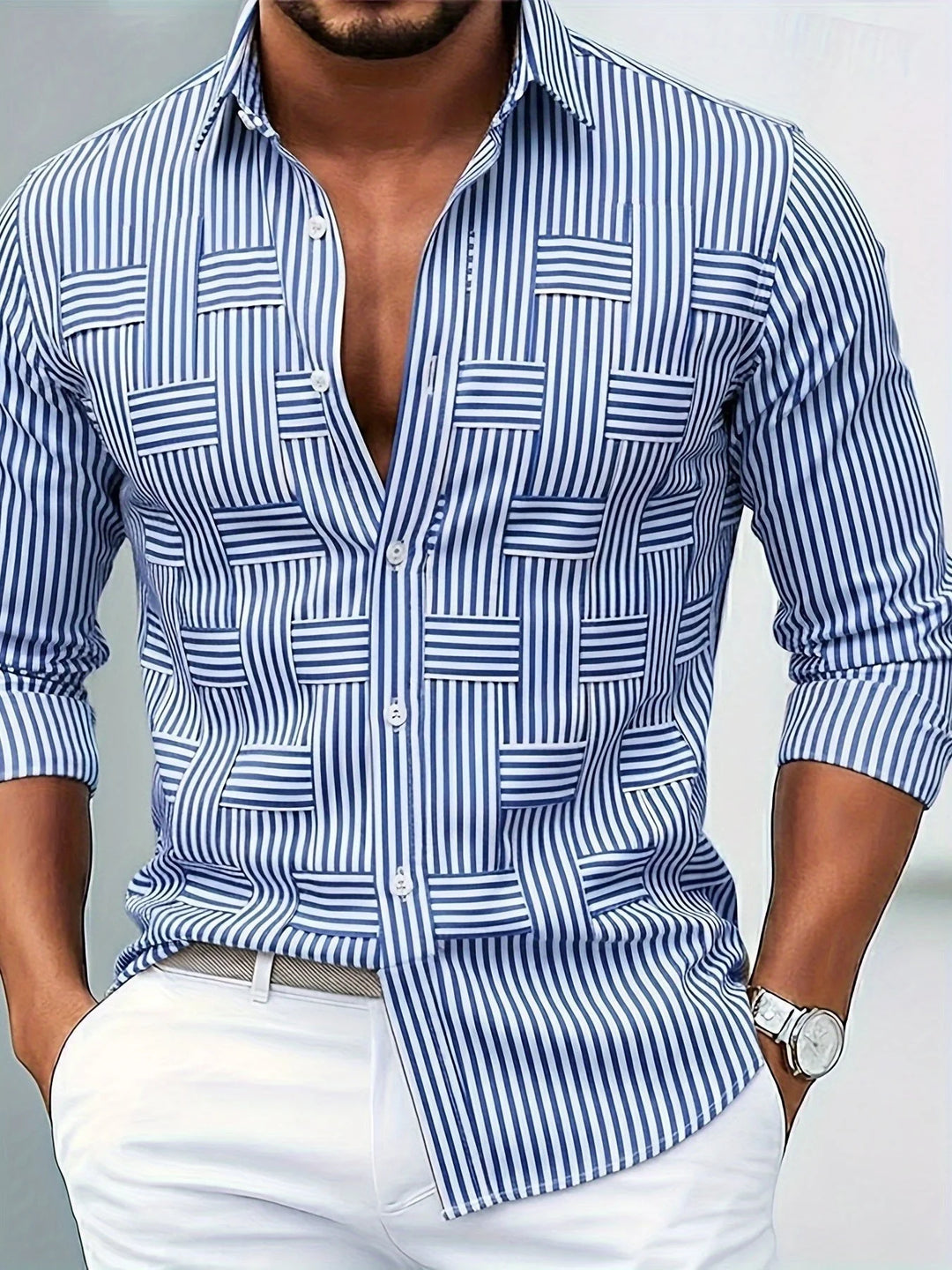 Gestreiftes Herrenhemd – Bequemer Stretch-Schnitt
