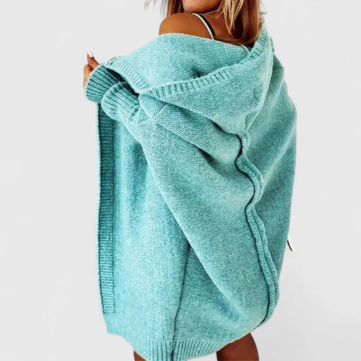 Damen-Woll-Cardigan – Oversize-Schnitt mit Fledermauskapuze