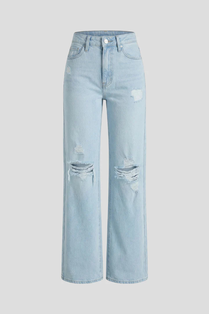 Weite Damenjeanshose aus Denim – Lässiger, gewaschener Schnitt