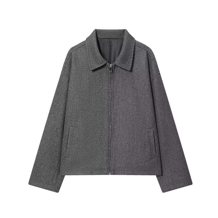 Dames jas met retro kraag - casual pasvorm, moderne ritssluiting