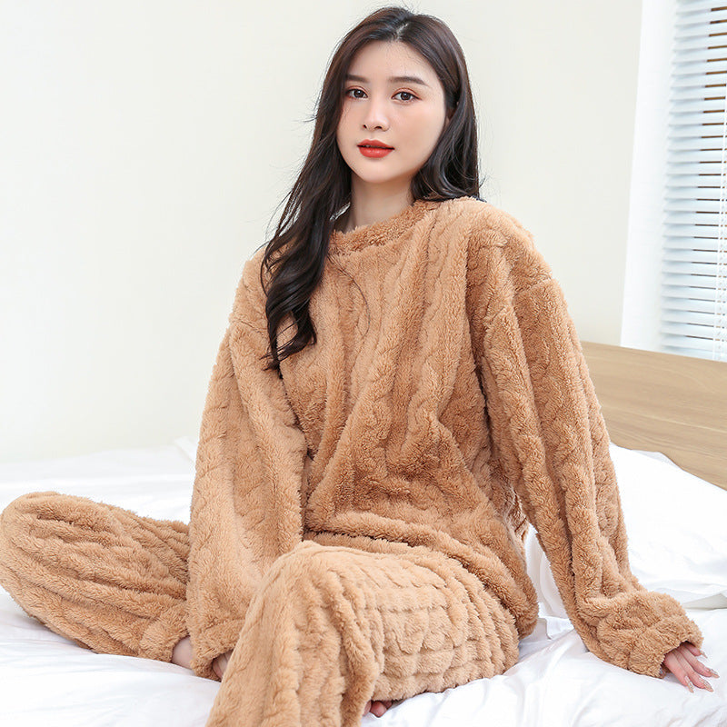 Damen-Loungewear-Set aus dicker Flanellqualität - Weich, warm und lässig geschnitten