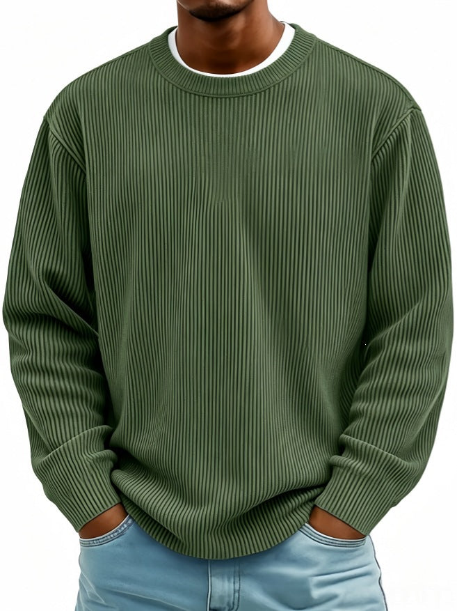 Sweatshirt Homme Velours Côtelé – Col Rond Détendu