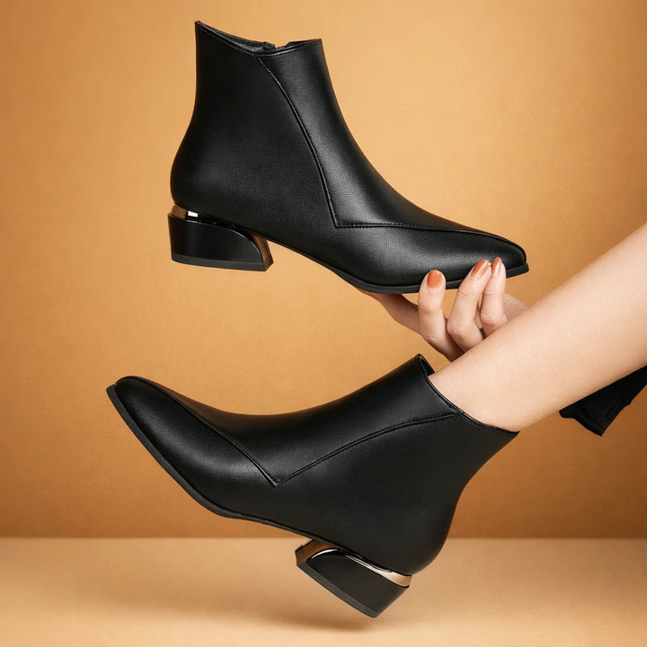 Damen-Stiefelette – knöchelhoher Schaft mit mittlerem Blockabsatz