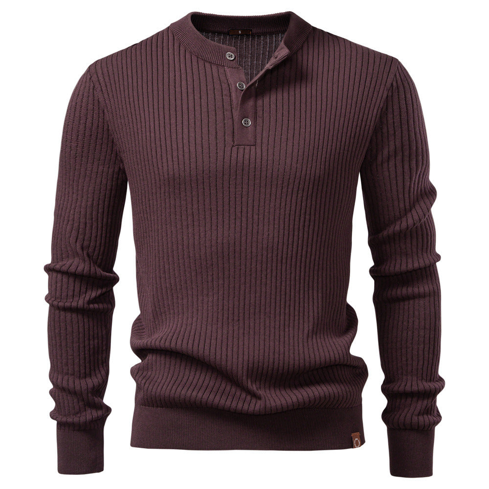 Gerippter Henley-Pullover für Herren – Lässiger, taillierter Schnitt