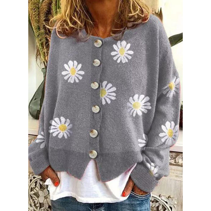 Damen-Strickweste – Lässige Silhouette, Druckmuster