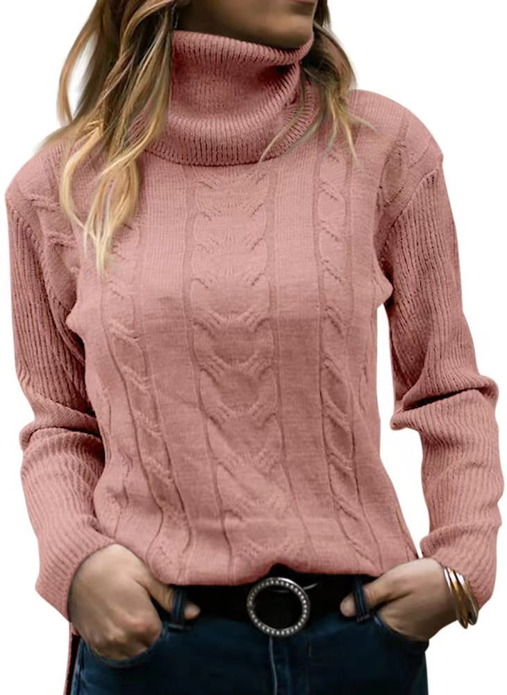 Pull Col Roulé Femme – Coupe Slim Manches Longues Style Rétro