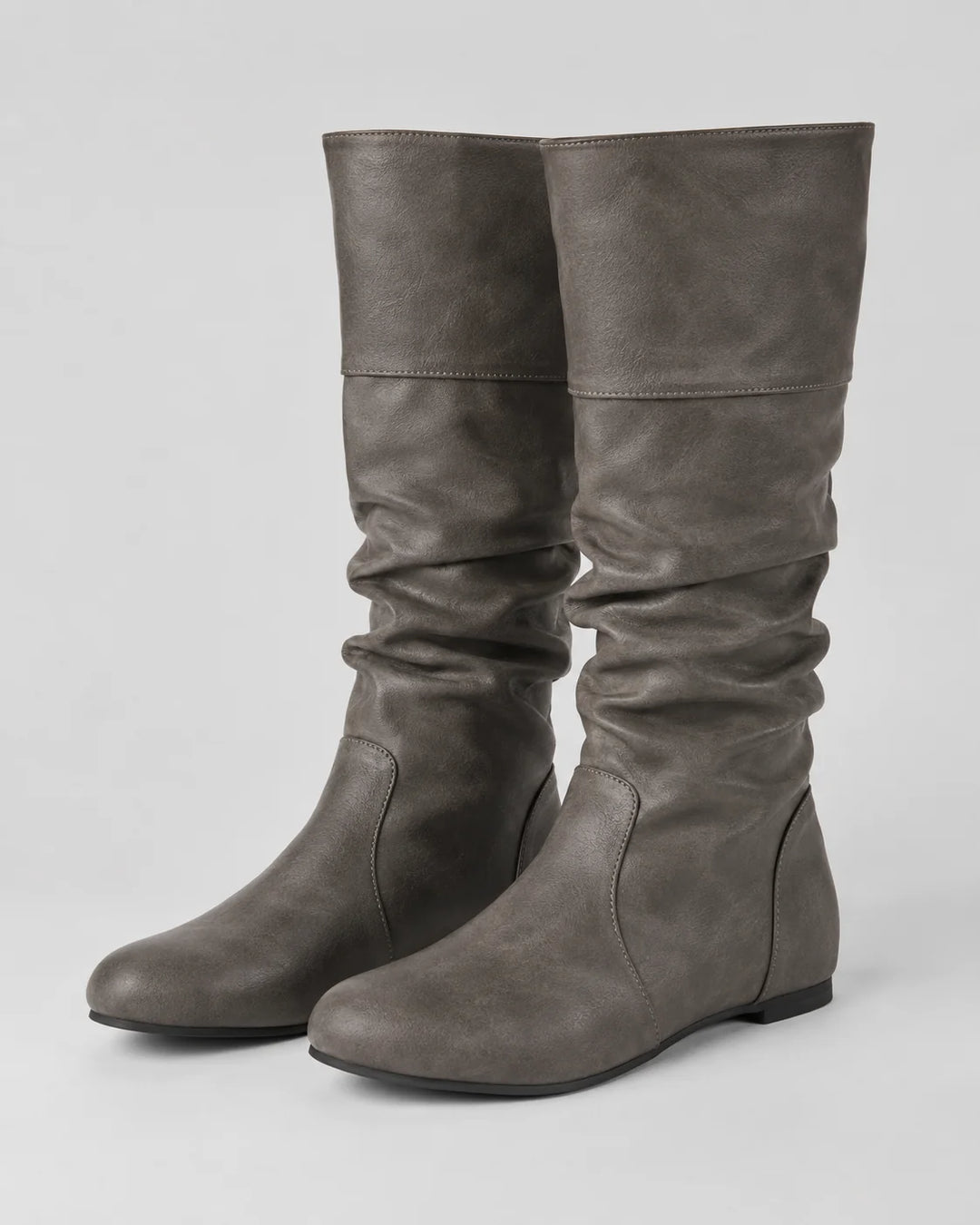 Bottes Femme Hautes à Tige Souple – Talon Plat Effet Froncé