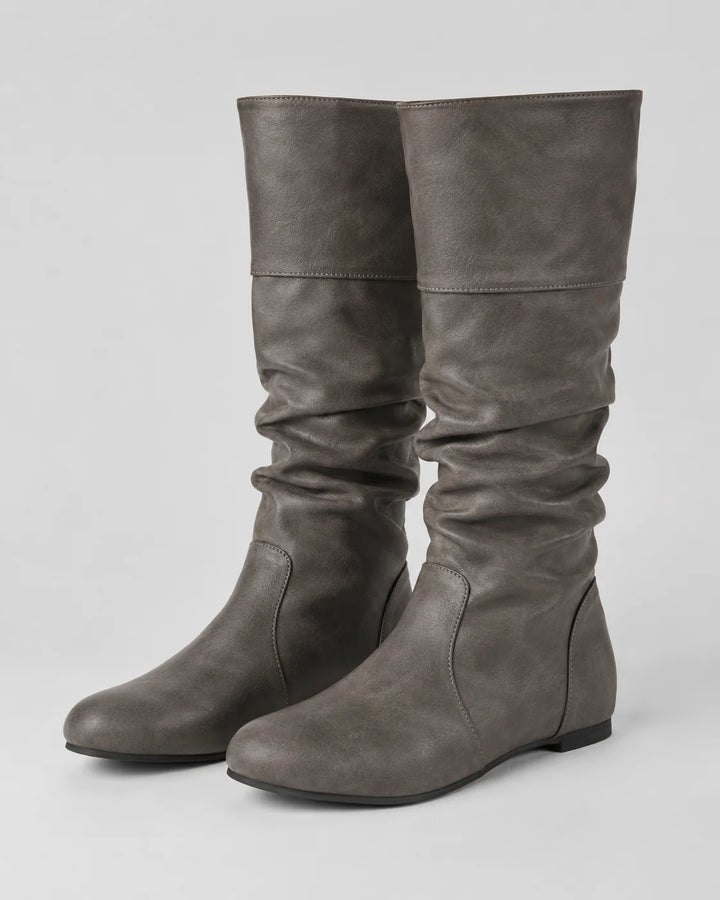 Bottes Femme Hautes à Tige Souple – Talon Plat Effet Froncé