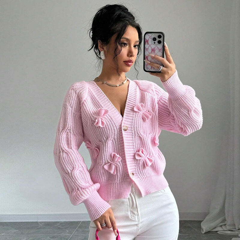 Cardigan Femme en Maille – Détail Nœud Design Court