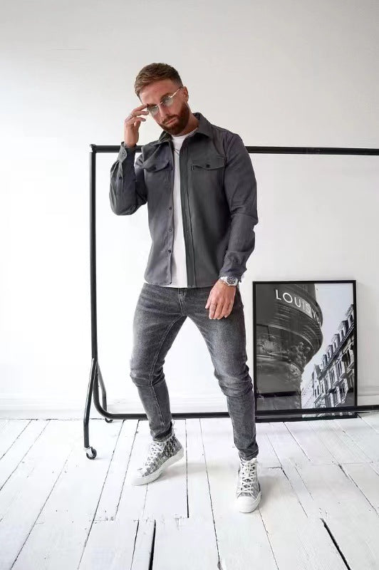 Chemise Homme Coton – Coupe Slim Épaissie Brossée