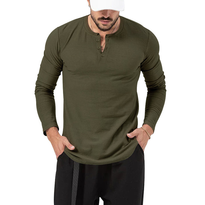 Chemise Henley Homme Maille Côtelée – Manches Longues Texturées