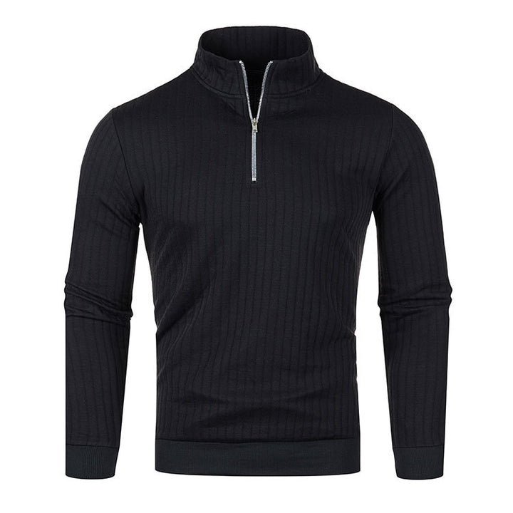 Sweater til herre med lynlås og høj krave – moderne, tætsiddende pasform
