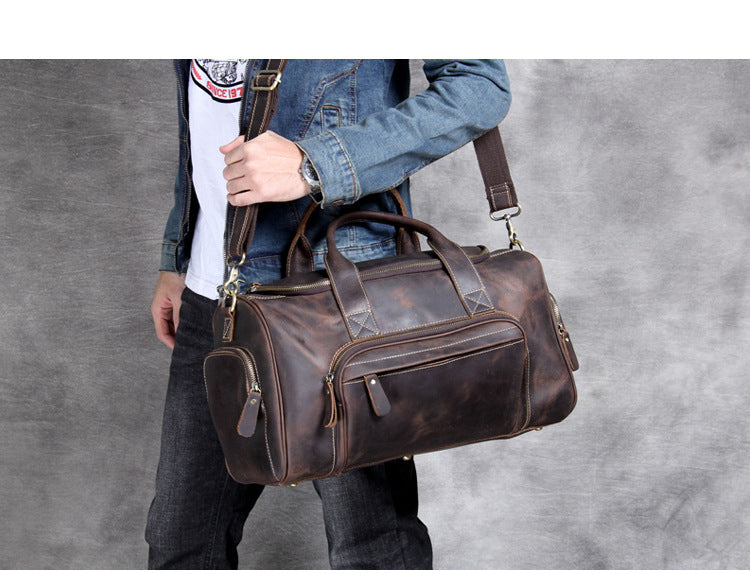 Borsa da viaggio uomo – Grande borsa weekend morbida in stile retrò