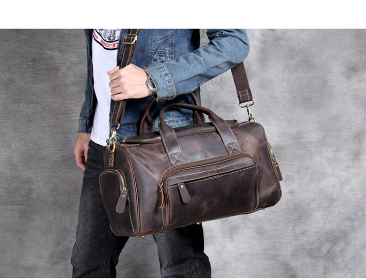 Borsa da viaggio uomo – Grande borsa weekend morbida in stile retrò