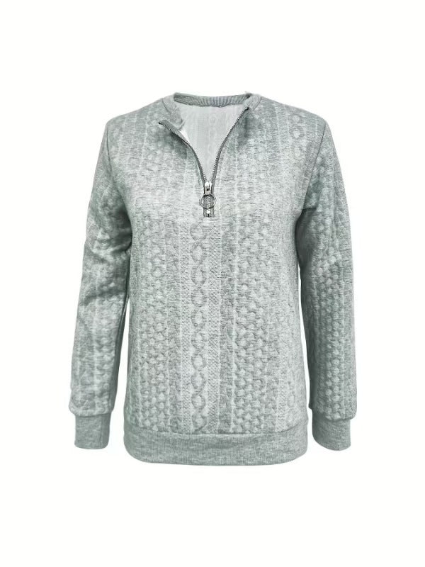 Vatteret dametrøje – moderne, lun sweatshirt med lynlås
