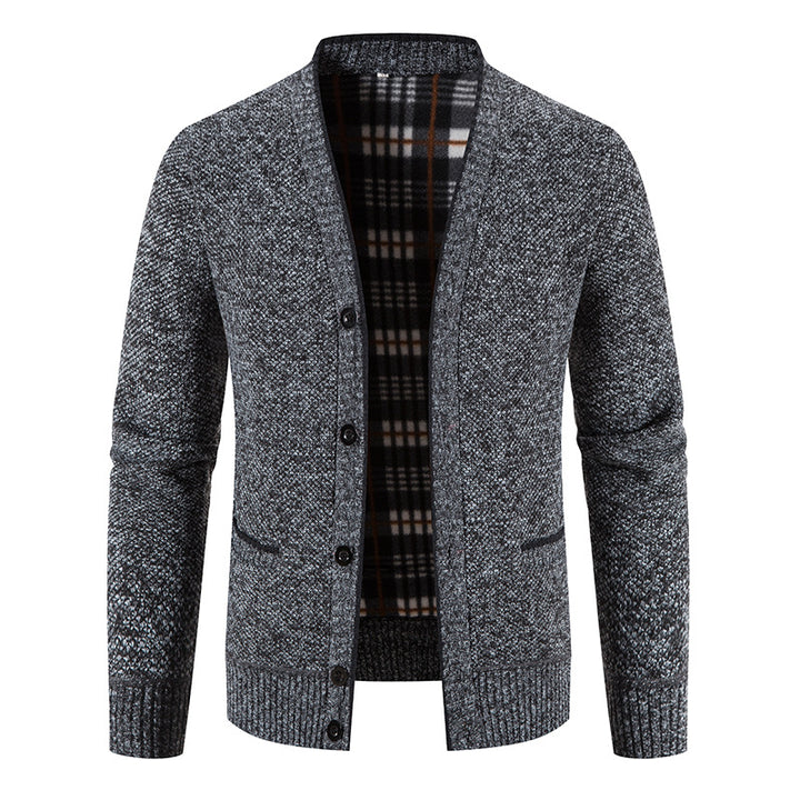 Cardigan Homme Tricoté Col V – Finition Côtelée Coupe Ample
