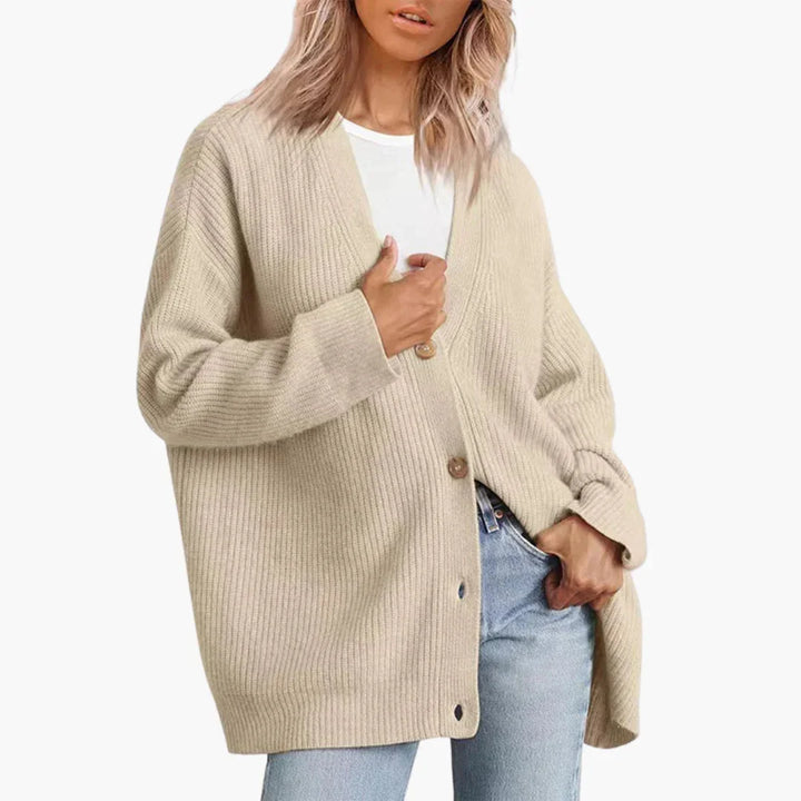 Gerippte Damen-Cardigan – Legerer Schnitt, leicht zu öffnen