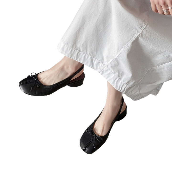 Damensandale aus echtem Leder – geschlossene Spitze im Retro-Stil