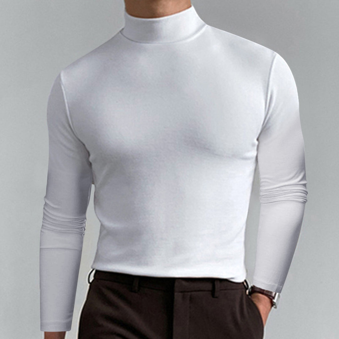  T-shirt met col voor heren – Lange mouwen, klassieke pasvorm