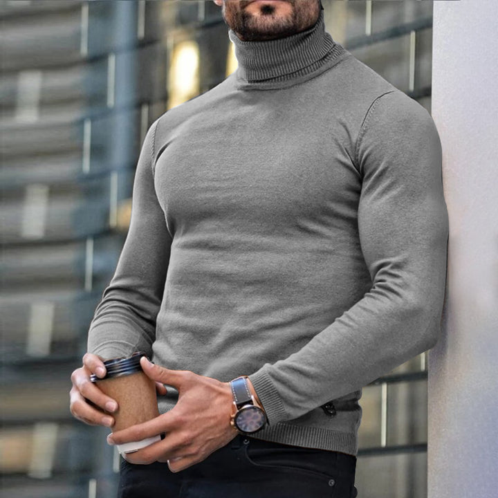 Herren-Pullover mit Rollkragen aus Feinstrick – Gerader, minimalistischer Schnitt