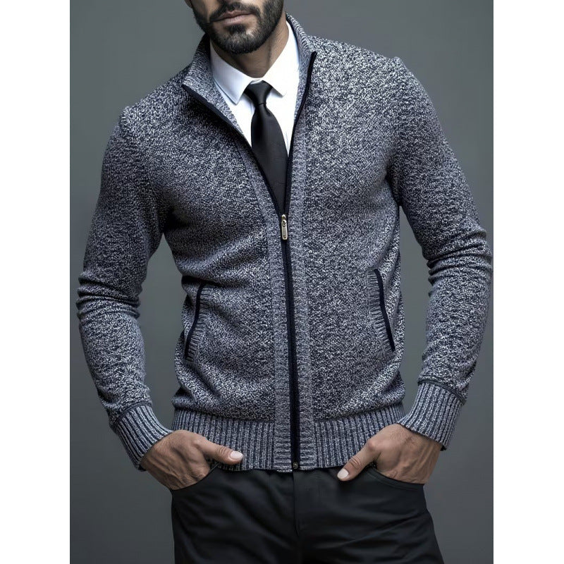 Cardigan Homme en Maille – Col Montant Fermeture Zippée