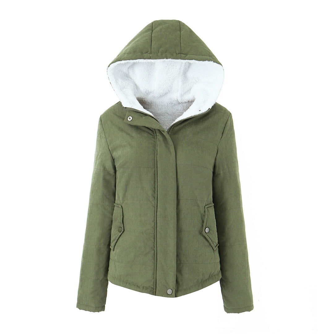 Veste Femme à Capuche Doublée Polaire – Coupe Cintrée Matelassée