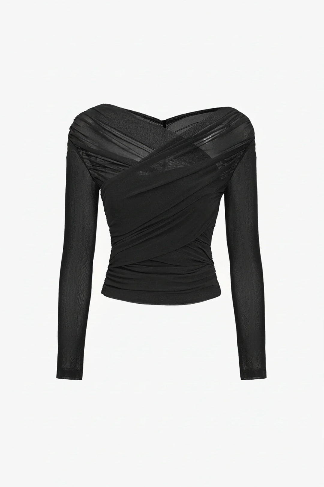 Top plisado de manga larga para mujer – Corte entallado elegante