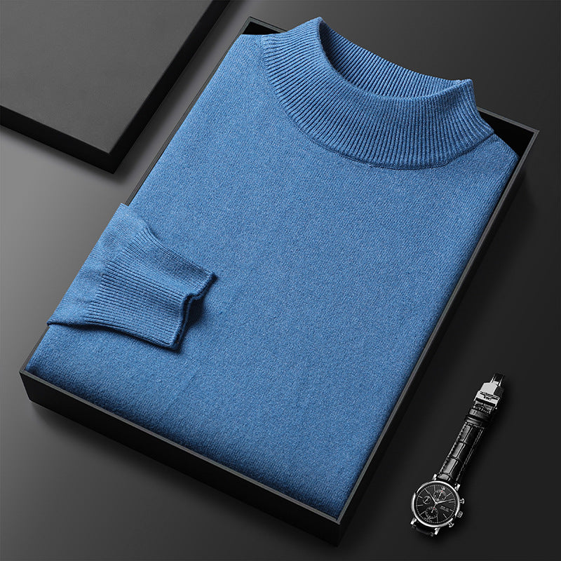 Schmal geschnittener Herren-Pullover aus Strick – Dicker Stehkragen
