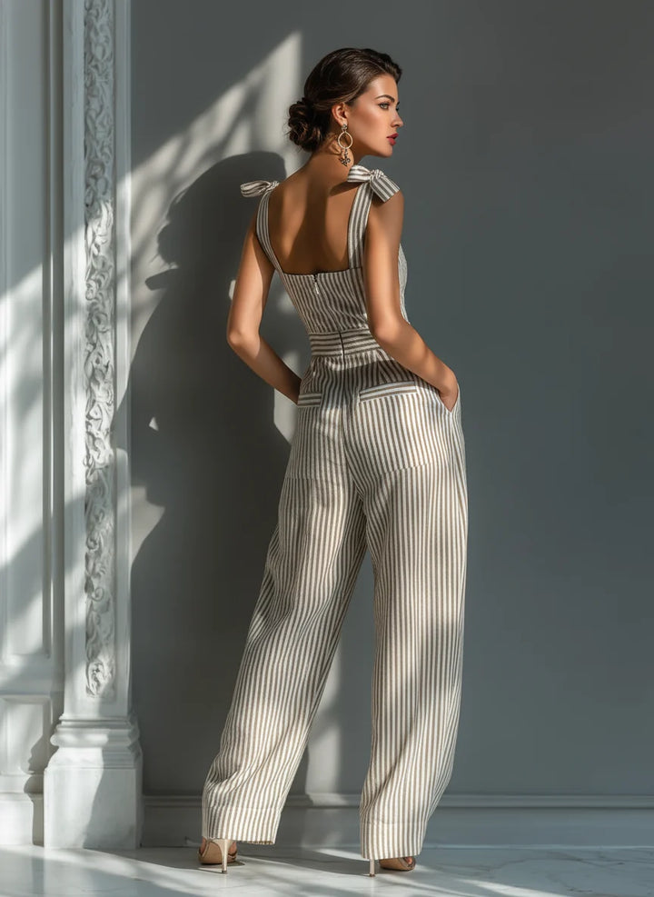 Ärmelloser Damen-Jumpsuit – Weite Passform mit Streifen