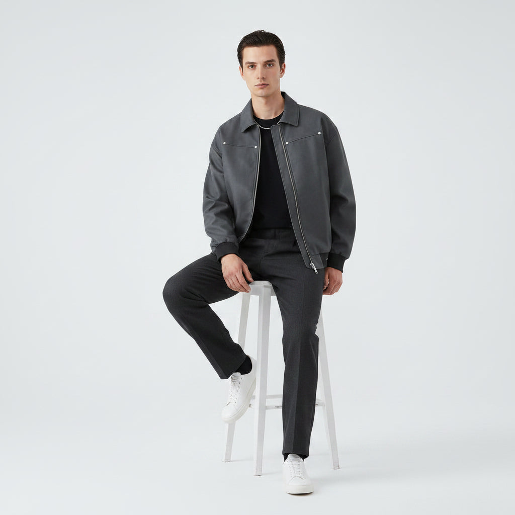 Manteau Homme Rétro à Col Revers – Esprit Américain Iconique