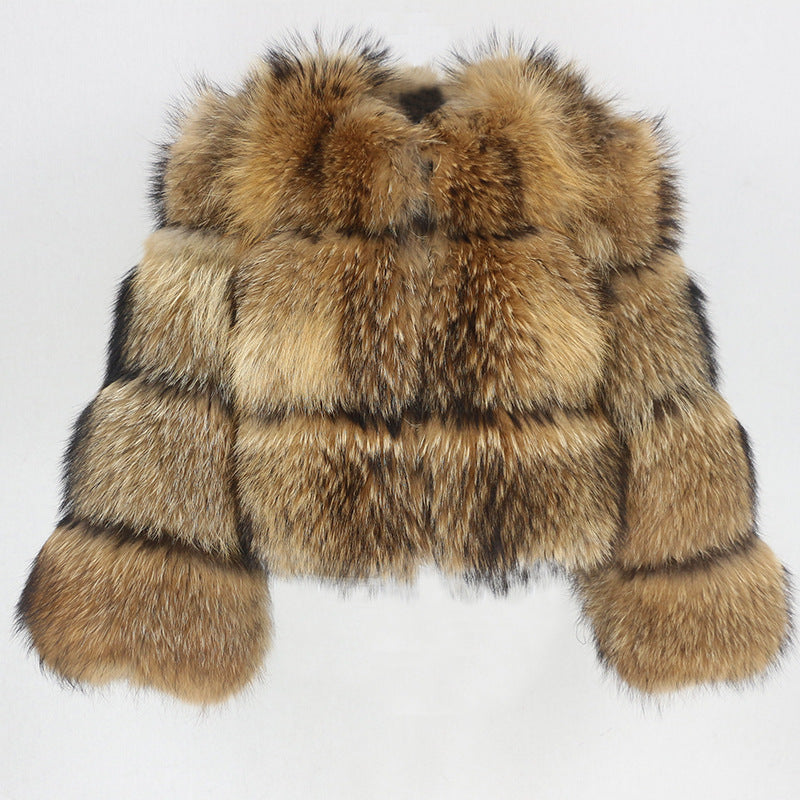 Manteau Court Femme en Fourrure – Col Oversize Élégant