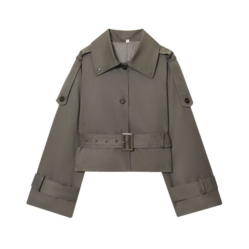 Manteau Femme Long Col Montant – Détail Revers Élégant