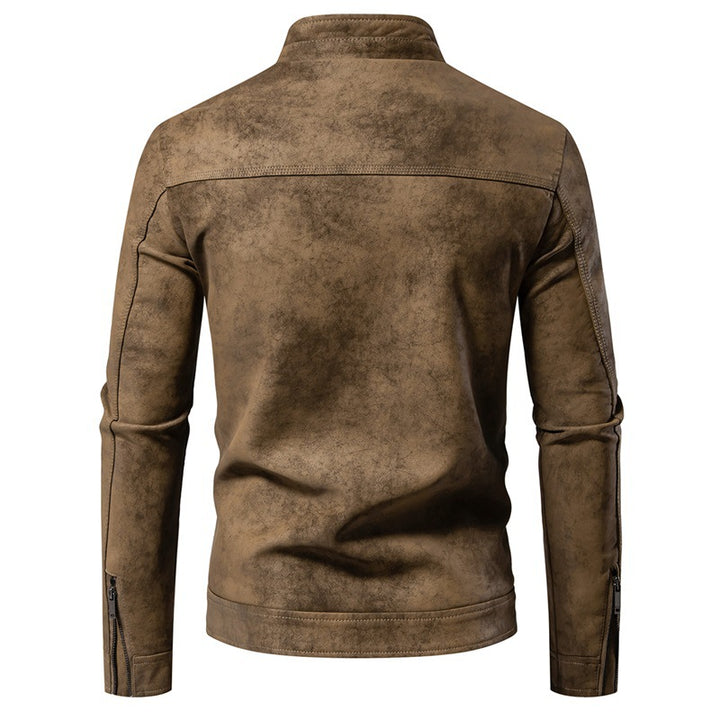Retro-Herren-Blouson aus Kunstleder – Stehkragen und lockere Passform
