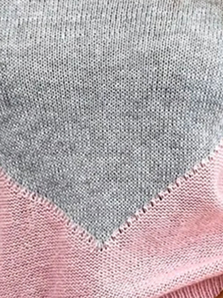 Pull Femme en Maille – Motif Colorblock Contrasté