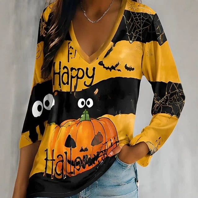 Dámská mikina s kapucí a kulatým výstřihem - umělecký halloweenský potisk
