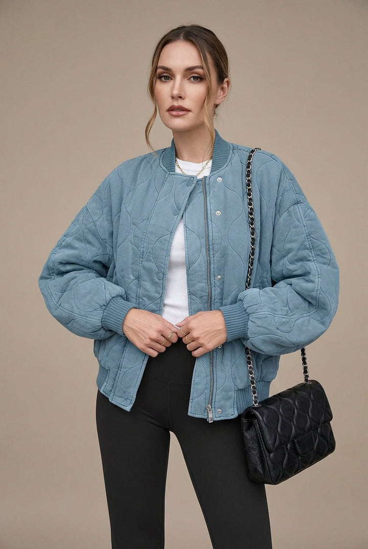 Veste Femme Coton – Coupe Loose Style Pilote Décontracté