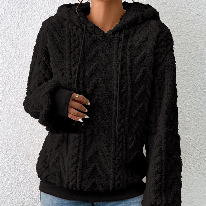 Sweat à Capuche Femme Effet Flanelle – Motif Géométrique Gaufré