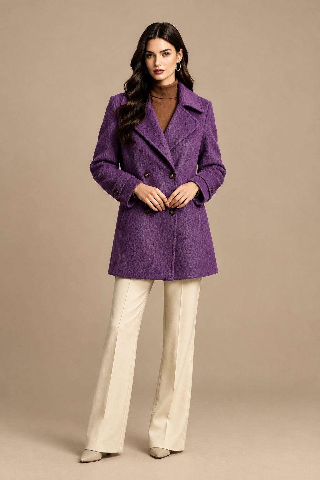 Manteau Femme Court – Coupe Tailleur à Double Boutonnage