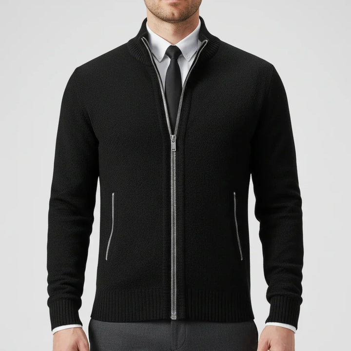 Cardigan Homme en Coton – Col Montant, Coupe Décontractée