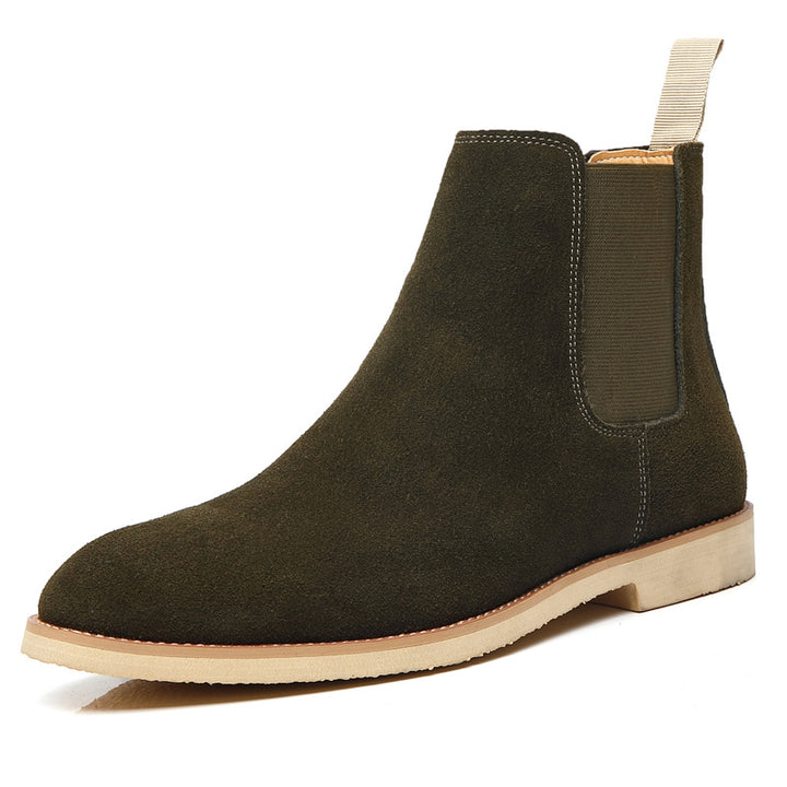Bottines Homme en Cuir Nubuck – Bout Pointu Talon Compensé
