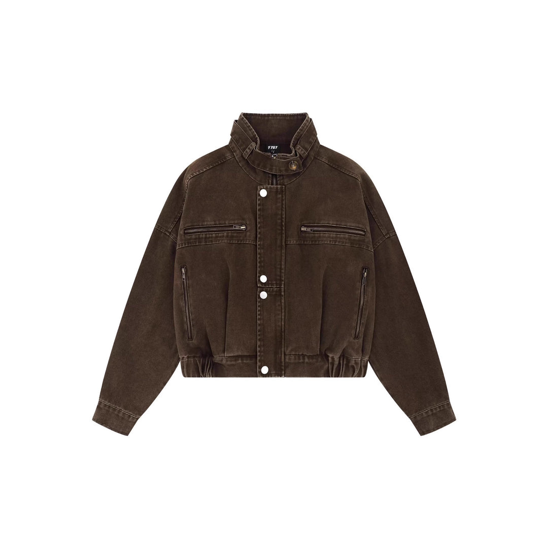 Veste Homme Vintage Biker – Coupe Courte Ajustée Effet Vieilli