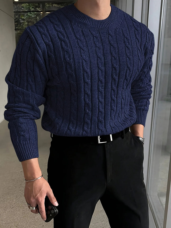 Herren-Rollkragenpullover – Grobstrick mit Strukturmuster